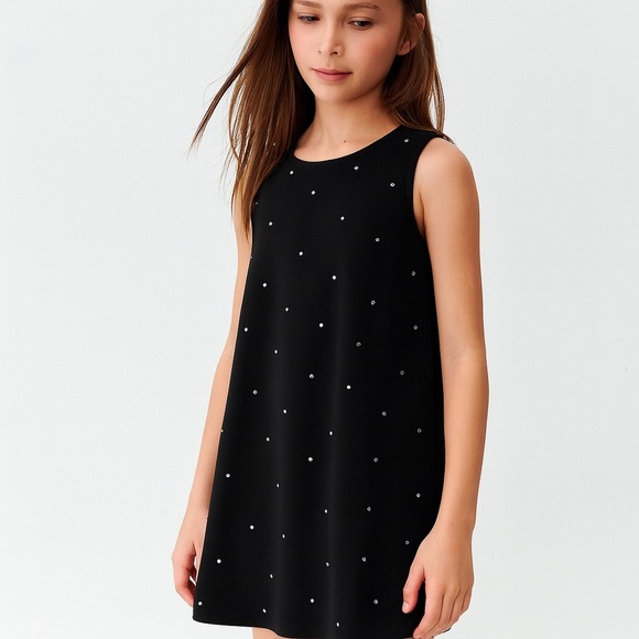 ZARA Kids | Black | PONTE DI ROMA KNIT DRESS WITH RHINESTONES - Picture 8 of 8